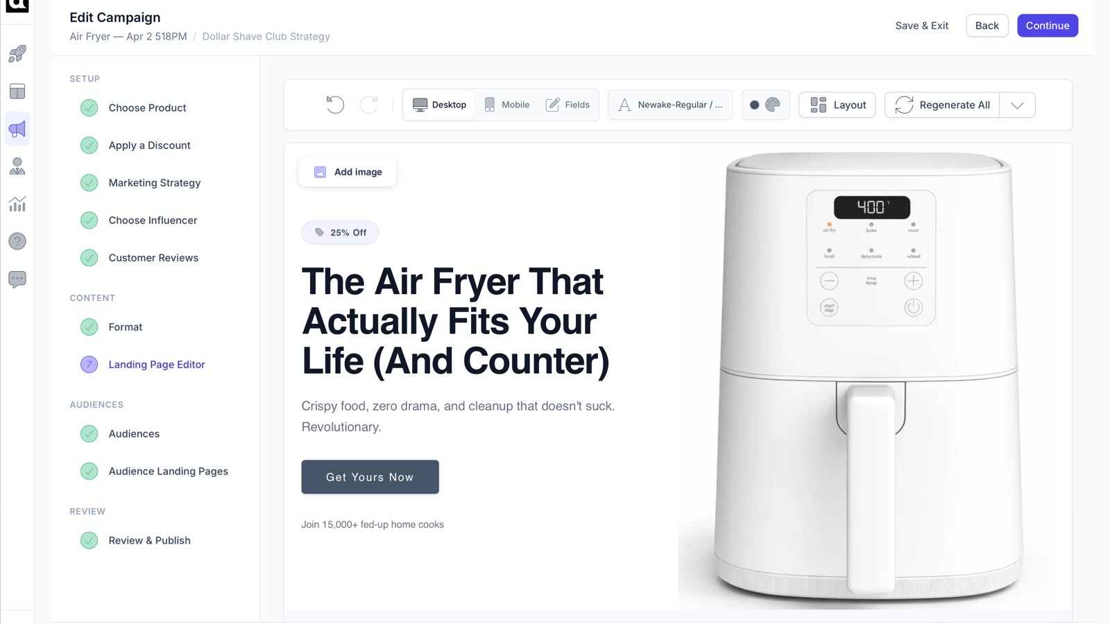 Auware visual page builder with live preview
